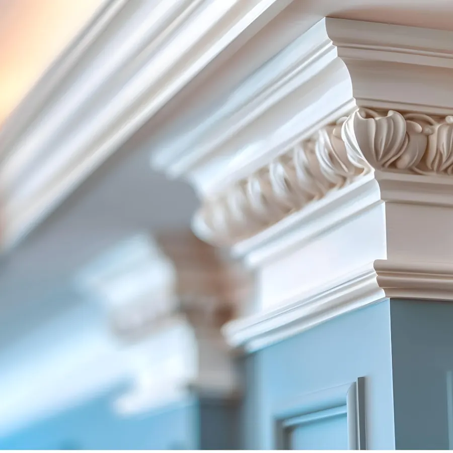 Decorative crown molding and trim detail